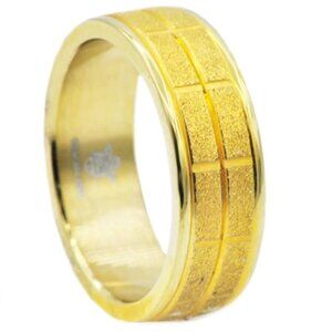 New Blackjack Mens‎ Sandblasted Gold Stainless Steel Band Ring Size 8